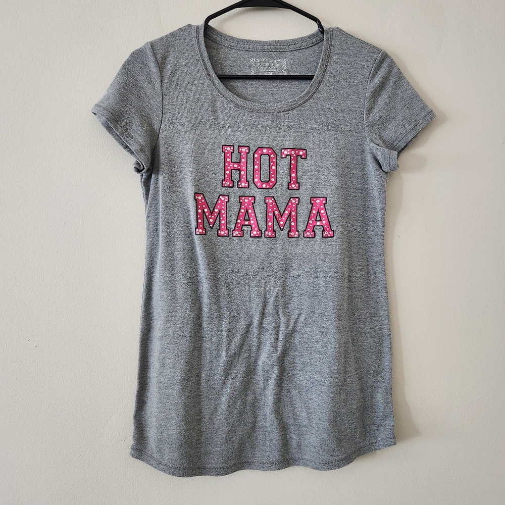 Motherhood Maternity Gray T-Shirt Medium Hot Mama Print